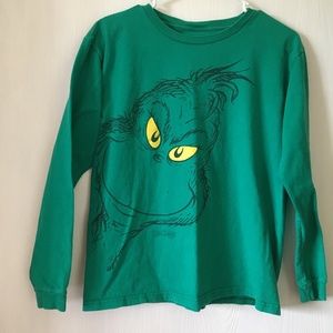 Dr. Seuss Grinch Christmas green cotton long sleeve T-shirt.
